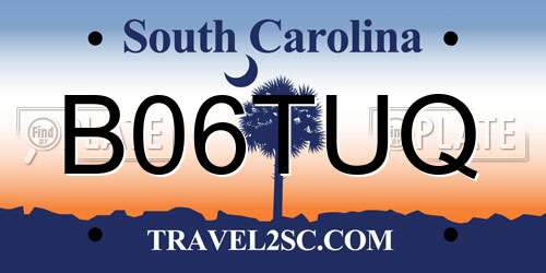 B06TUQ South Carolina License Plate