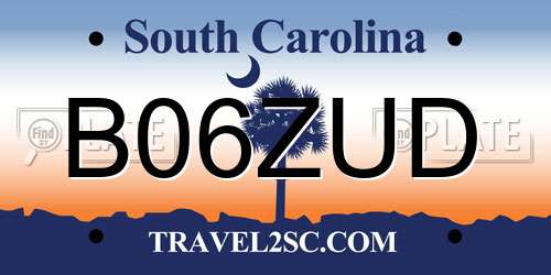B06ZUD South Carolina License Plate