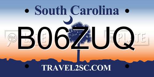 B06ZUQ South Carolina License Plate
