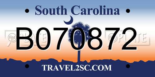 B070872 South Carolina License Plate