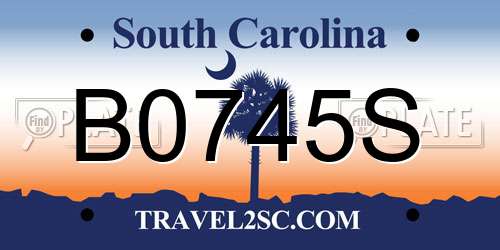 B0745S South Carolina License Plate