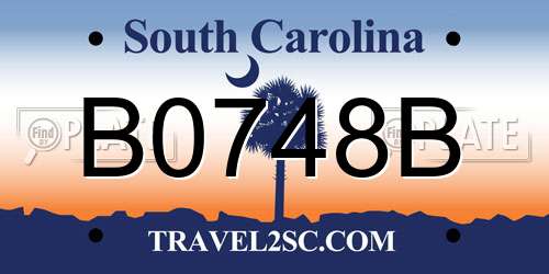 B0748B South Carolina License Plate