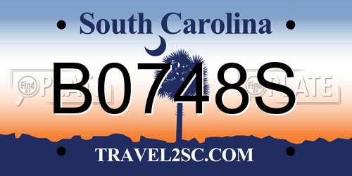 B0748S South Carolina License Plate