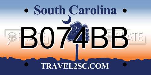 B074BB South Carolina License Plate