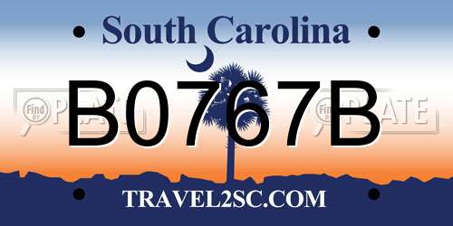 B0767B South Carolina License Plate