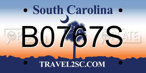 B0767S South Carolina License Plate