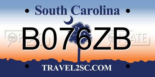 B076ZB South Carolina License Plate