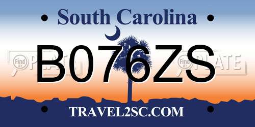B076ZS South Carolina License Plate