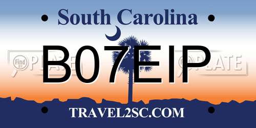 B07EIP South Carolina License Plate