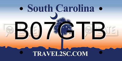 B07GTB South Carolina License Plate