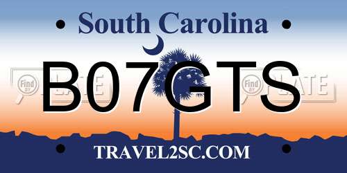 B07GTS South Carolina License Plate