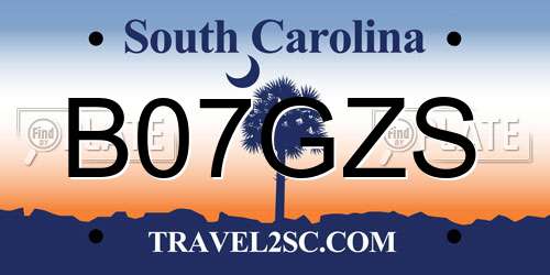 B07GZS South Carolina License Plate