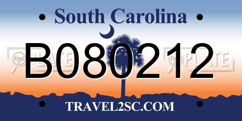 B080212 South Carolina License Plate