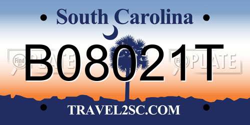 B08021T South Carolina License Plate