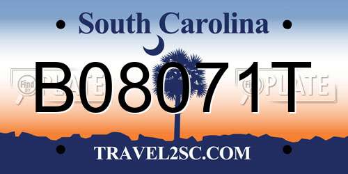 B08071T South Carolina License Plate