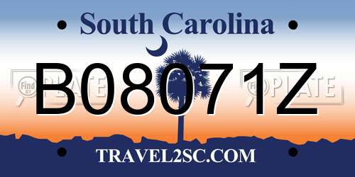 B08071Z South Carolina License Plate