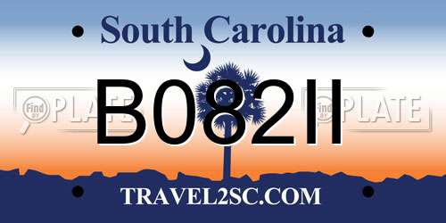 B082II South Carolina License Plate