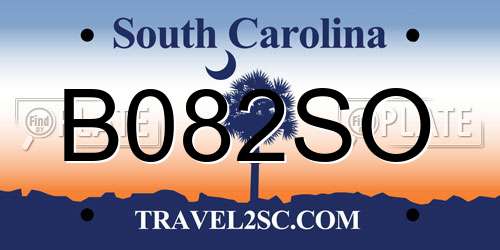 B082SO South Carolina License Plate