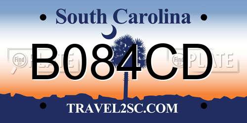B084CD South Carolina License Plate