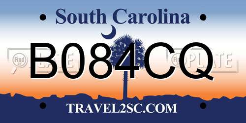 B084CQ South Carolina License Plate