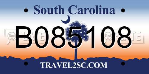 B085108 South Carolina License Plate