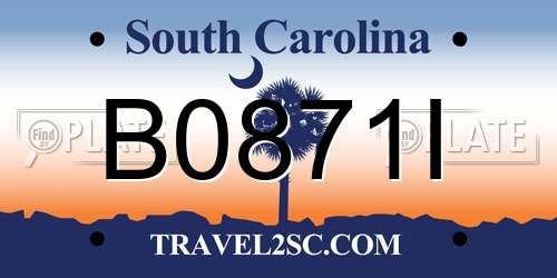 B0871I South Carolina License Plate