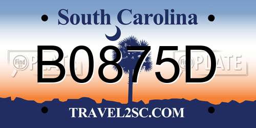 B0875D South Carolina License Plate