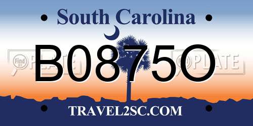 B0875O South Carolina License Plate
