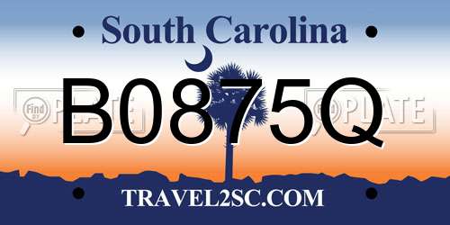 B0875Q South Carolina License Plate