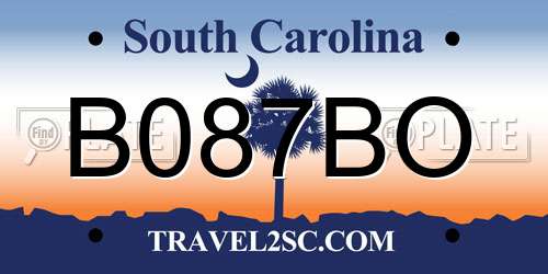 B087BO South Carolina License Plate