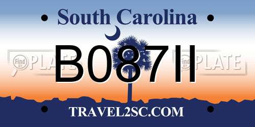 B087II South Carolina License Plate