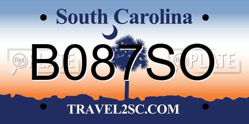 B087SO South Carolina License Plate