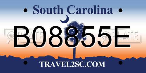 B08855E South Carolina License Plate