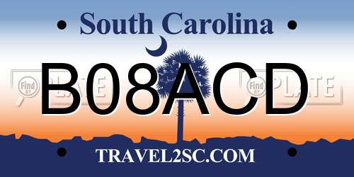 B08ACD South Carolina License Plate