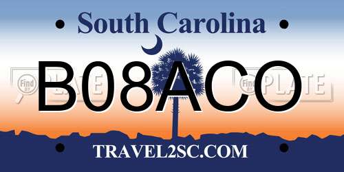 B08ACO South Carolina License Plate