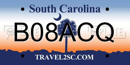 B08ACQ South Carolina License Plate