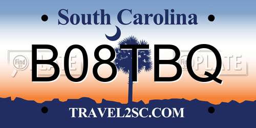 B08TBQ South Carolina License Plate