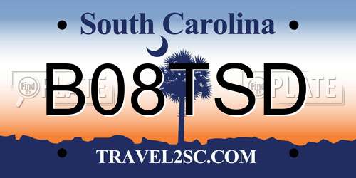 B08TSD South Carolina License Plate
