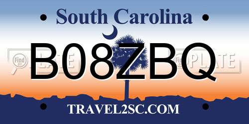 B08ZBQ South Carolina License Plate