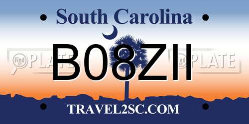 B08ZII South Carolina License Plate