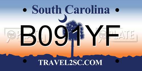 B091YF South Carolina License Plate
