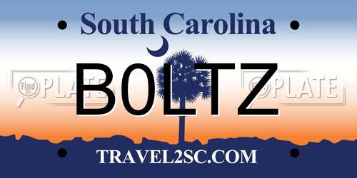 B0LTZ South Carolina License Plate