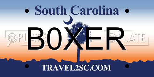 B0XER South Carolina License Plate