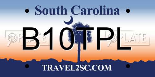 B10TPL South Carolina License Plate