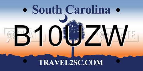 B10UZW South Carolina License Plate