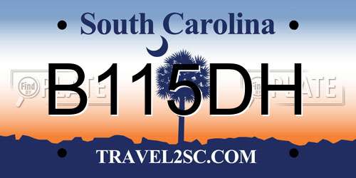 B115DH South Carolina License Plate