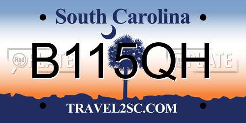B115QH South Carolina License Plate