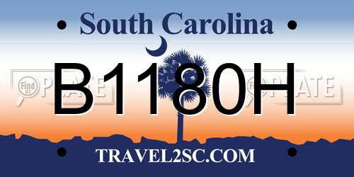 B1180H South Carolina License Plate