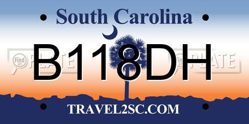 B118DH South Carolina License Plate