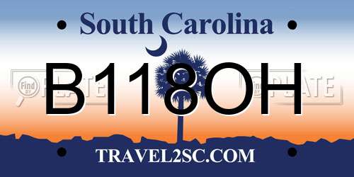B118OH South Carolina License Plate